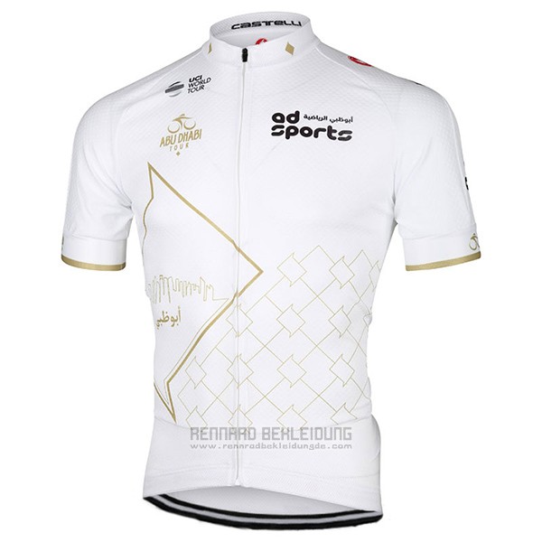 2017 Fahrradbekleidung Abu Dhabi Tour Wei Trikot Kurzarm und Tragerhose